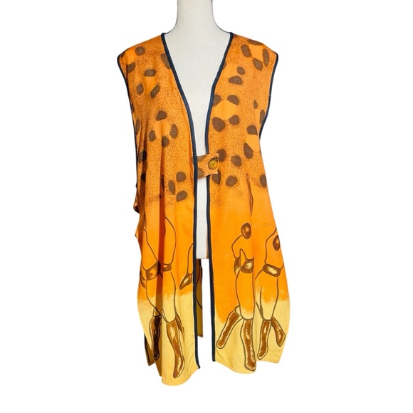 Kalidaz Orange and Brown Sleeveless Vest - Picture 1 of 5